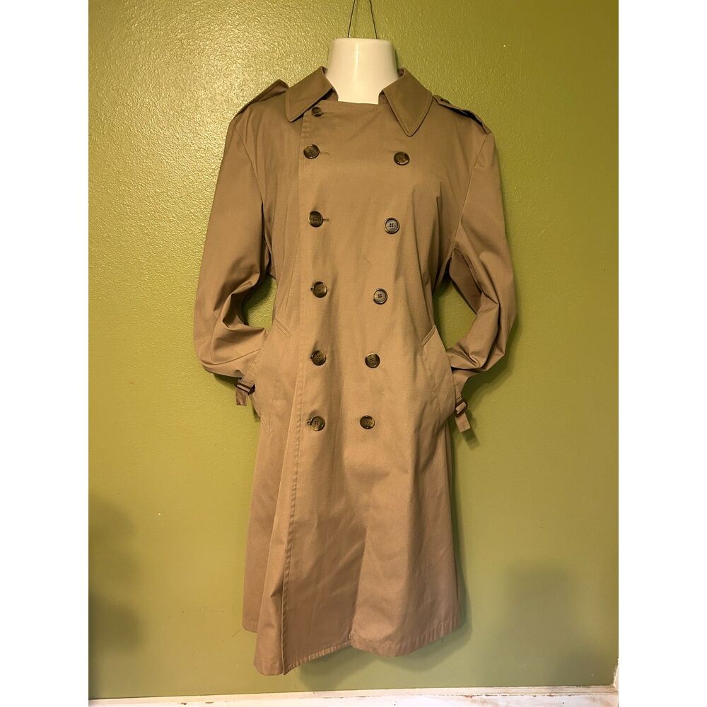 Vtg London Fog Trench Coat Removable Liner Overcoat Layering Dark Academia 42 R
